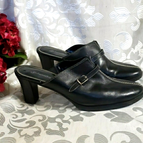 St John's Bay black leather womens mule size 10M New - Picture 5 of 9